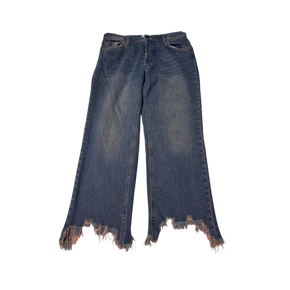 We The Free Free People Maggie Mid Rise Straight Leg Jeans Blue Womens 28X26